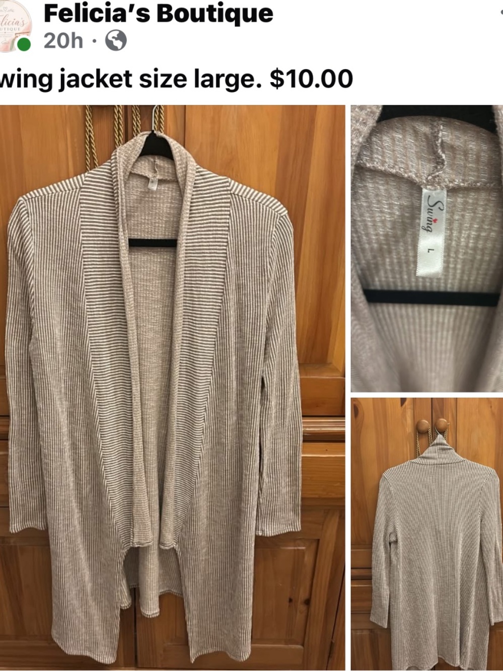 Swing Open-Front Ribbed Cardigan Sweater - Beige